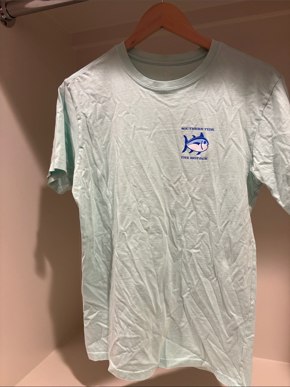 Southern Tide Skipjack Tee - Light Mint with Blue Logo. Size Small